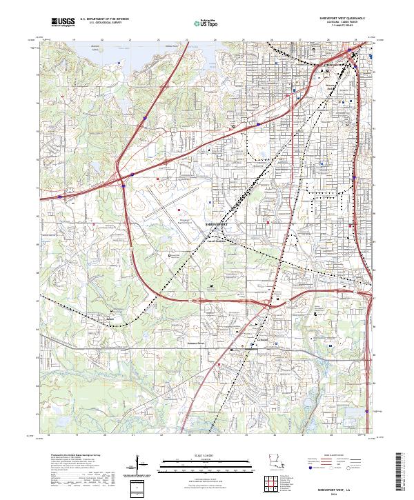 Shreveport West, LA — USGS 7.5-minute topo (2024)