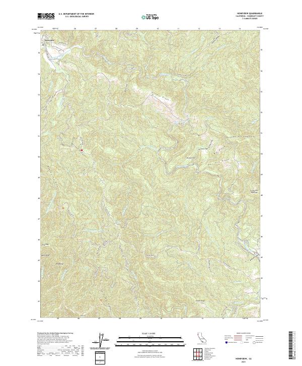 Honeydew, CA — USGS 7.5-minute topo (2021)