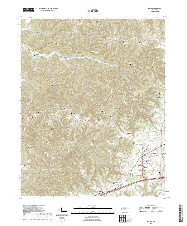 Baxter, TN — USGS 7.5-minute topo (2022)