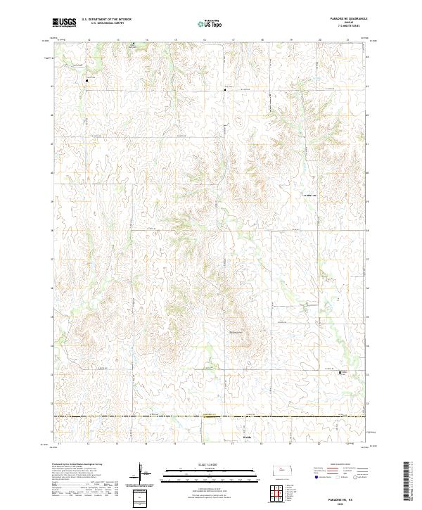 Paradise NE, KS — USGS 7.5-minute topo (2022)