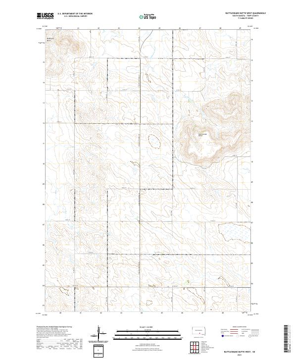 Rattlesnake Butte West, SD — USGS 7.5-minute topo (2021)