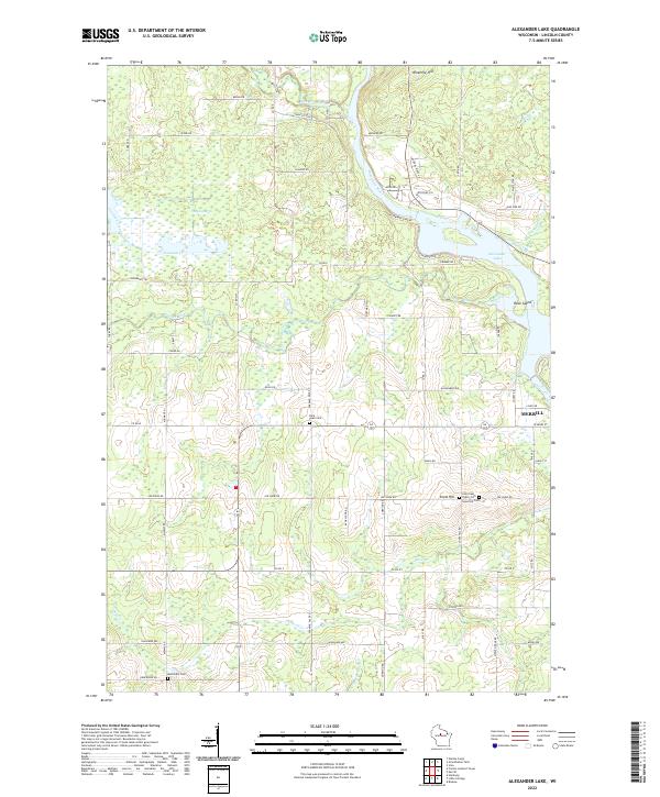 Alexander Lake, WI — USGS 7.5-minute topo (2022)
