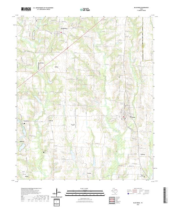 Blue Ridge, TX — USGS 7.5-minute topo (2022)
