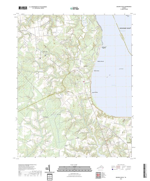 Bacons Castle, VA — USGS 7.5-minute topo (2022)