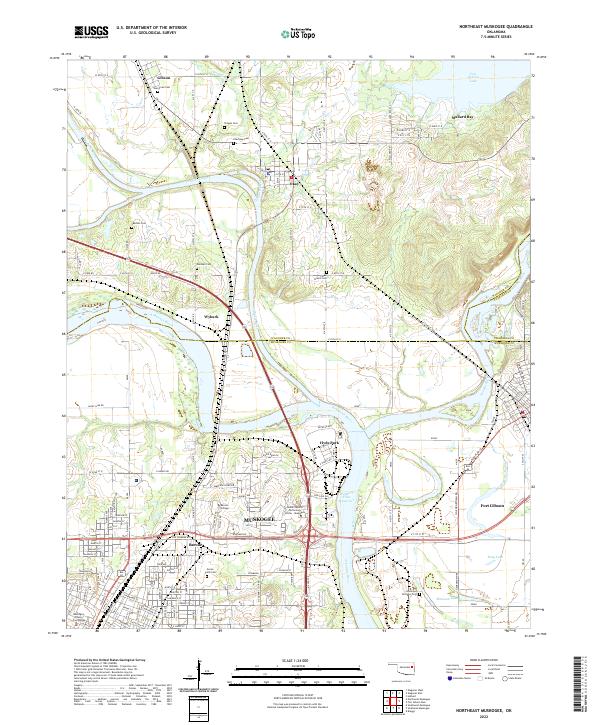 Northeast Muskogee, OK — USGS 7.5-minute topo (2022)