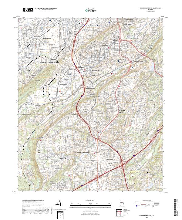 Birmingham South, AL — USGS 7.5-minute topo (2024)