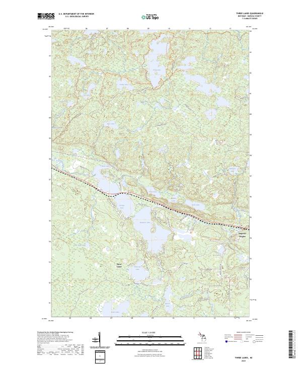 Three Lakes, MI — USGS 7.5-minute topo (2023)