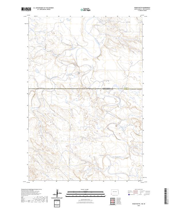 Doaks Butte, ND-SD — USGS 7.5-minute topo (2024)