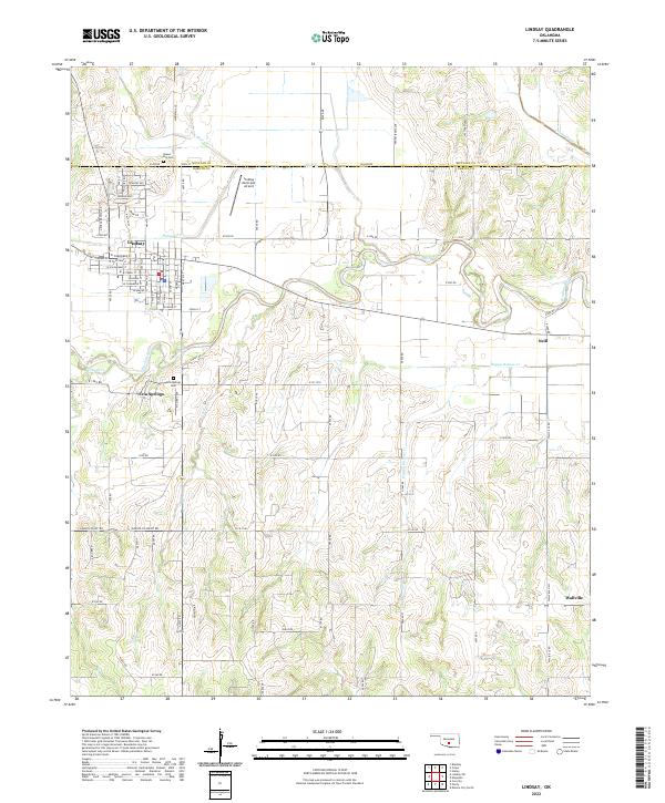 Lindsay, OK — USGS 7.5-minute topo (2022)