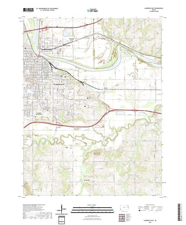 Lawrence East, KS — USGS 7.5-minute topo (2022)