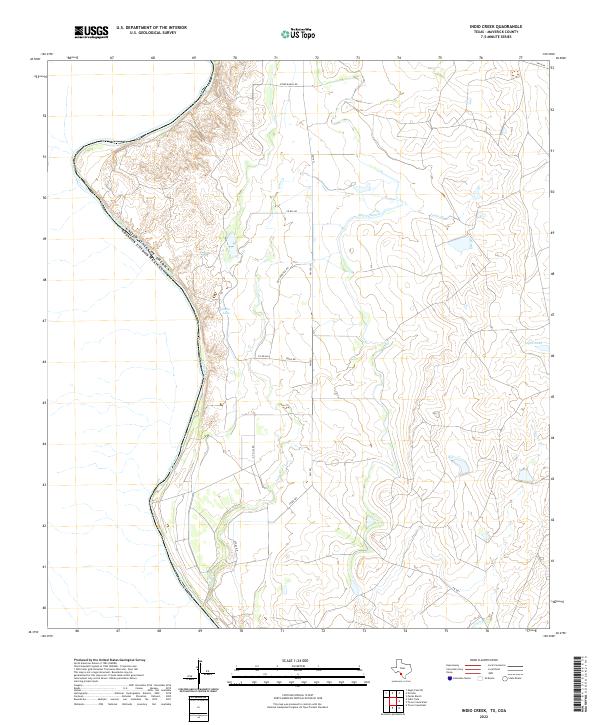 Indio Creek, TX,COA, US — USGS 7.5-minute topo (2022)