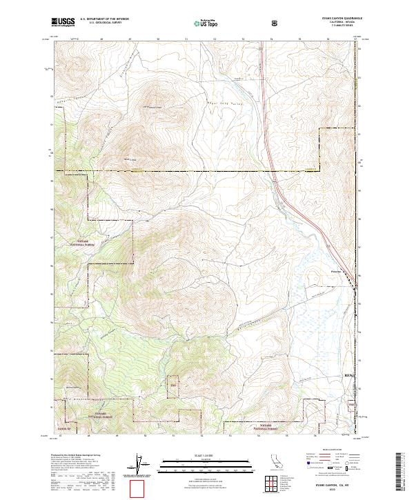 Evans Canyon, CA-NV — USGS 7.5-minute topo (2022)