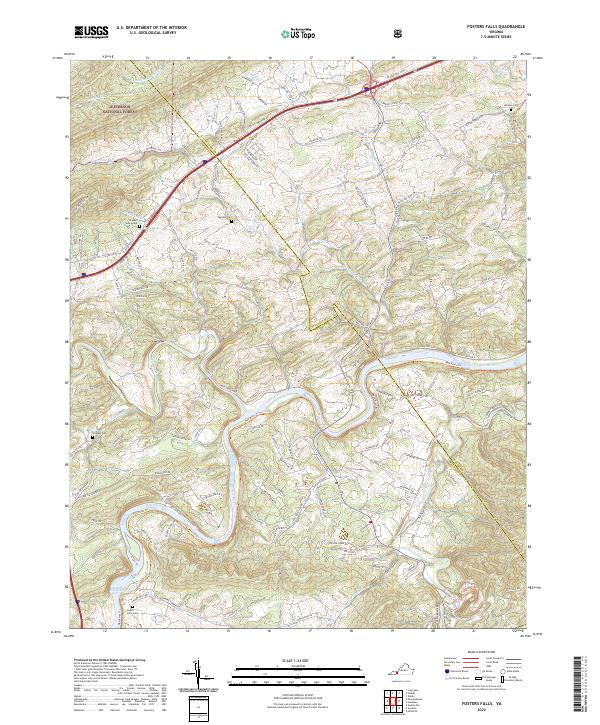 Fosters Falls, VA — USGS 7.5-minute topo (2022)