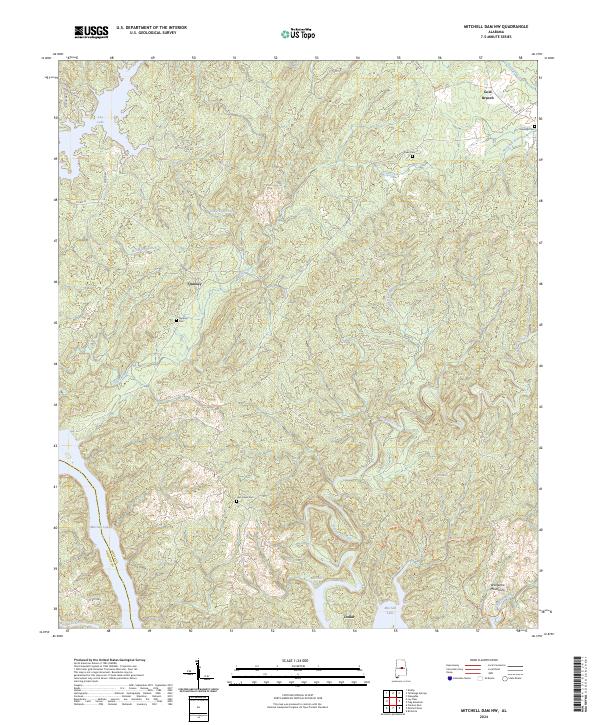 Mitchell Dam NW, AL — USGS 7.5-minute topo (2024)