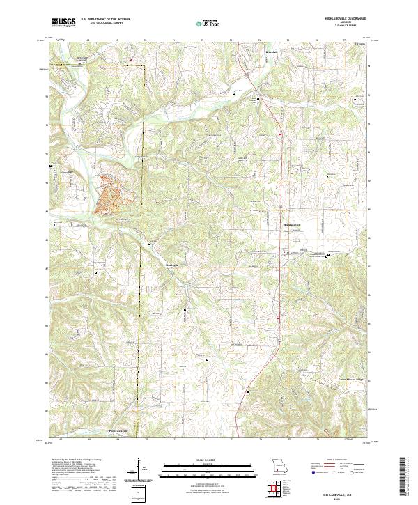 Highlandville, MO — USGS 7.5-minute topo (2021)