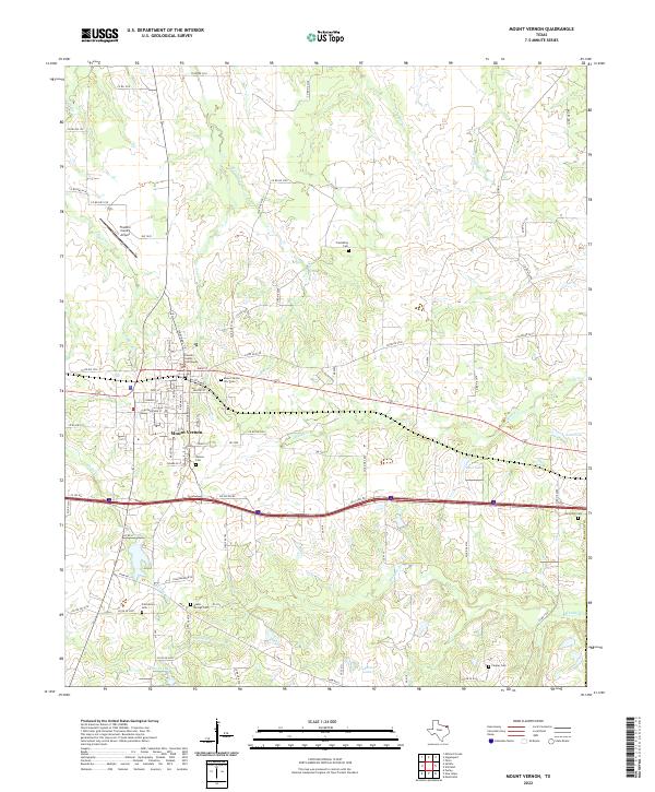 Mount Vernon, TX — USGS 7.5-minute topo (2022)