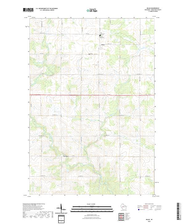 Milan, WI — USGS 7.5-minute topo (2022)