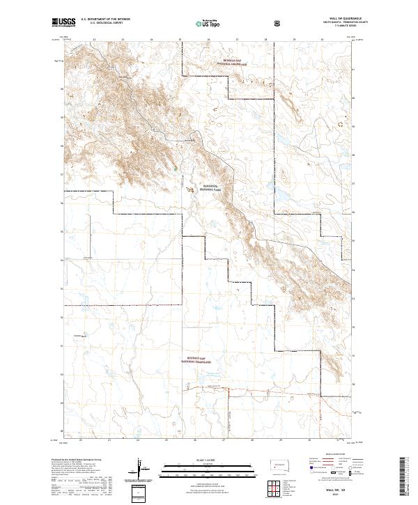 Wall SW, SD — USGS 7.5-minute topo (2021)