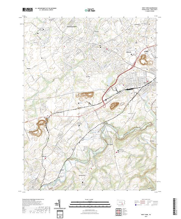 West York, PA — USGS 7.5-minute topo (2023)