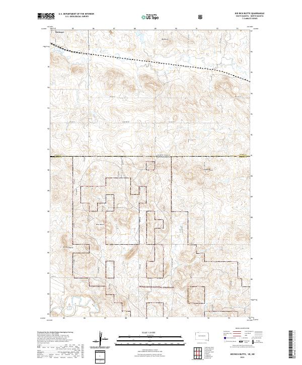 Kid Rich Butte, SD-ND — USGS 7.5-minute topo (2021)