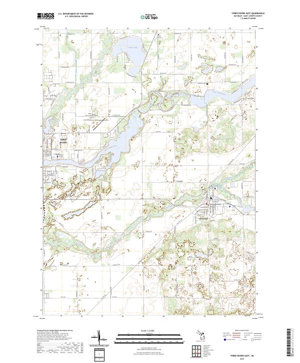 Three Rivers East, MI — USGS 7.5-minute topo (2023)