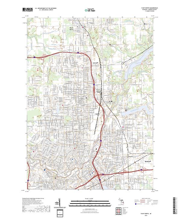 Flint North, MI — USGS 7.5-minute topo (2023)