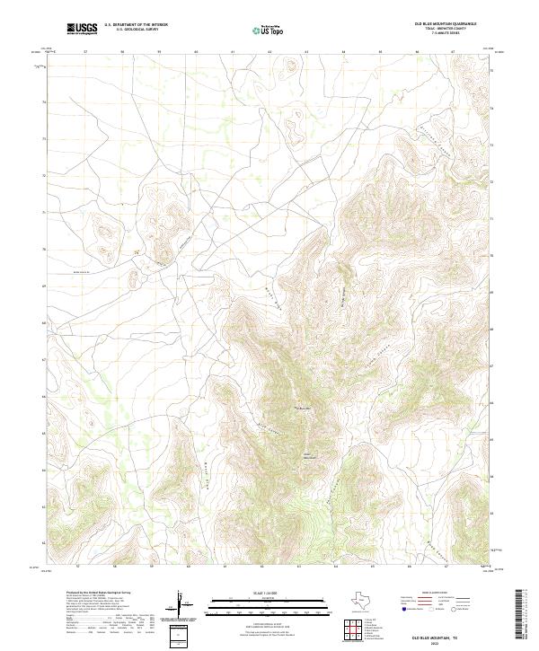 Old Blue Mountain, TX — USGS 7.5-minute topo (2022)