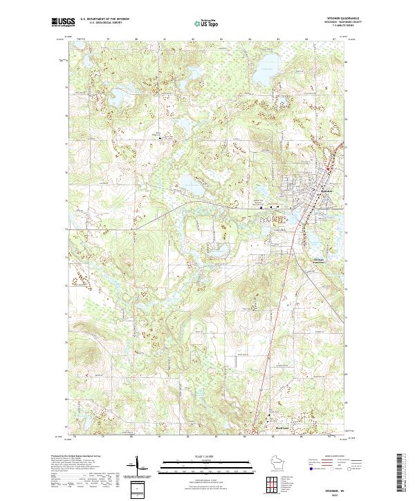 Spooner, WI — USGS 7.5-minute topo (2022)