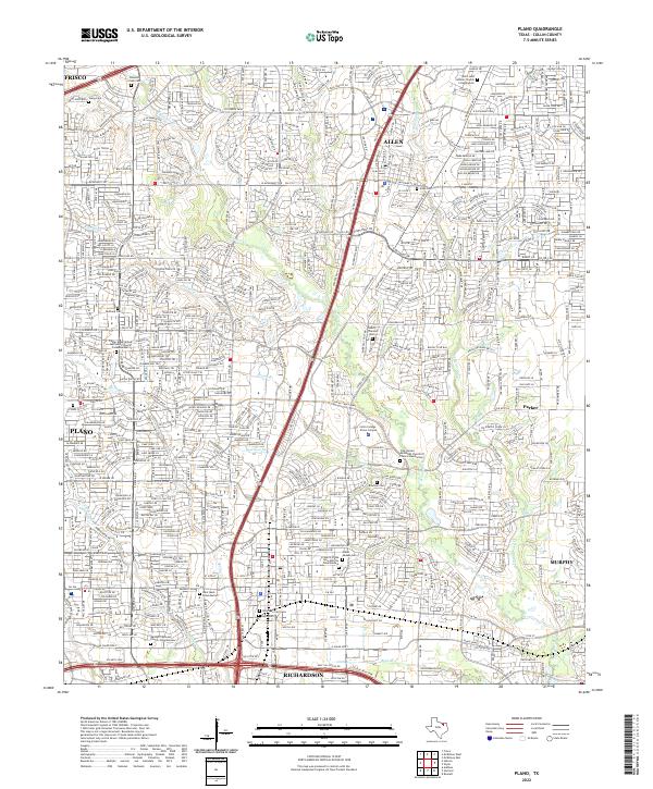 Plano, TX — USGS 7.5-minute topo (2022)