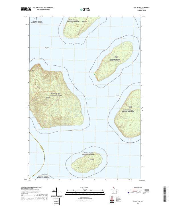 Oak Island, WI — USGS 7.5-minute topo (2022)