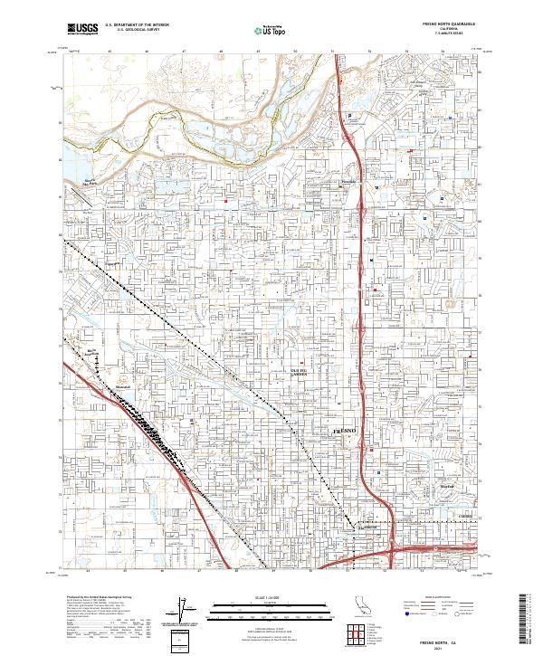 Fresno North, CA — USGS 7.5-minute topo (2021)