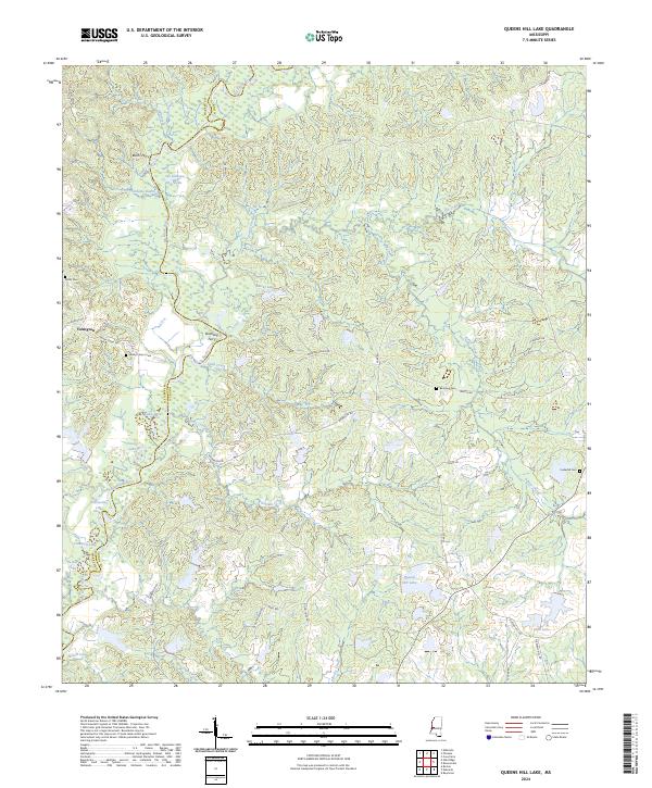 Queens Hill Lake, MS — USGS 7.5-minute topo (2024)