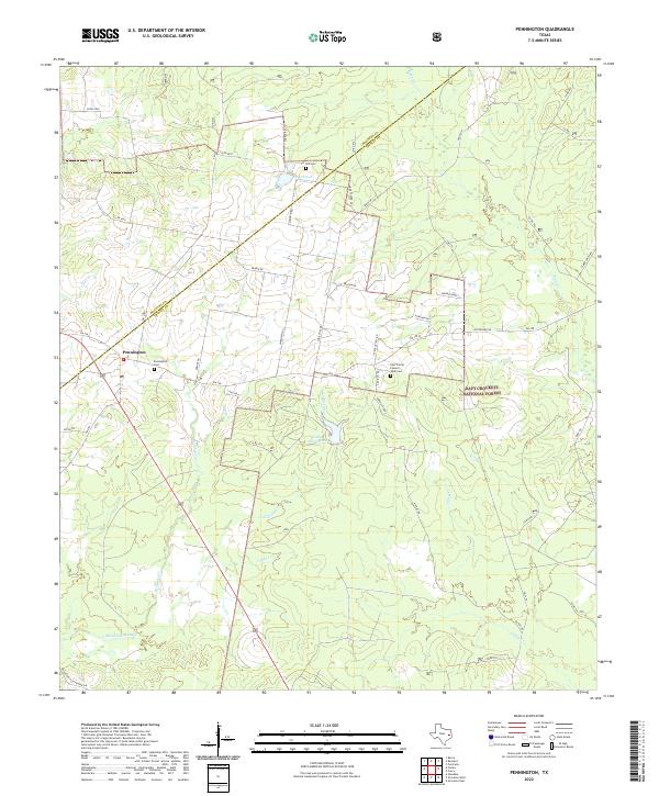 Pennington, TX — USGS 7.5-minute topo (2022)