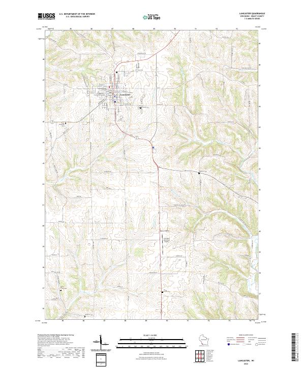 Lancaster, WI — USGS 7.5-minute topo (2022)
