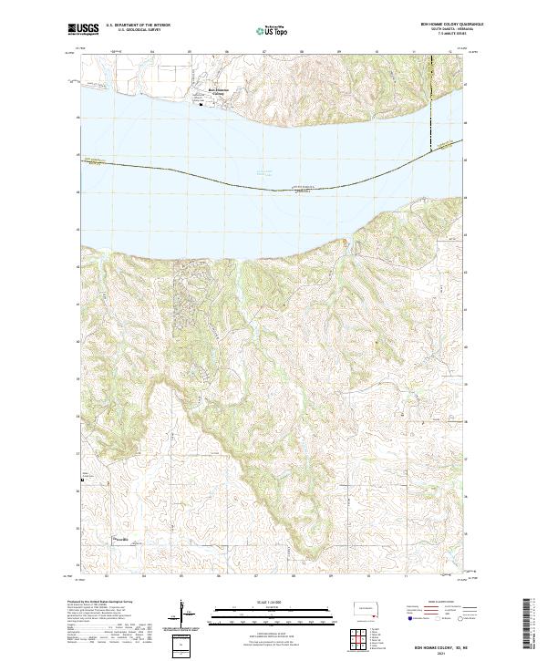 Bon Homme Colony, SD-NE — USGS 7.5-minute topo (2021)