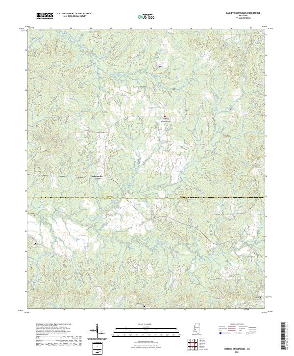 Dabney Crossroads, MS — USGS 7.5-minute topo (2024)