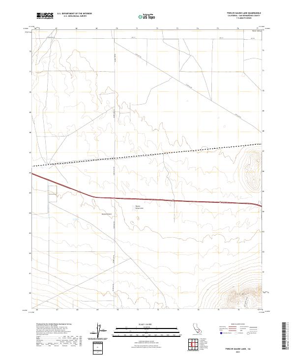 Twelve Gauge Lake, CA — USGS 7.5-minute topo (2021)