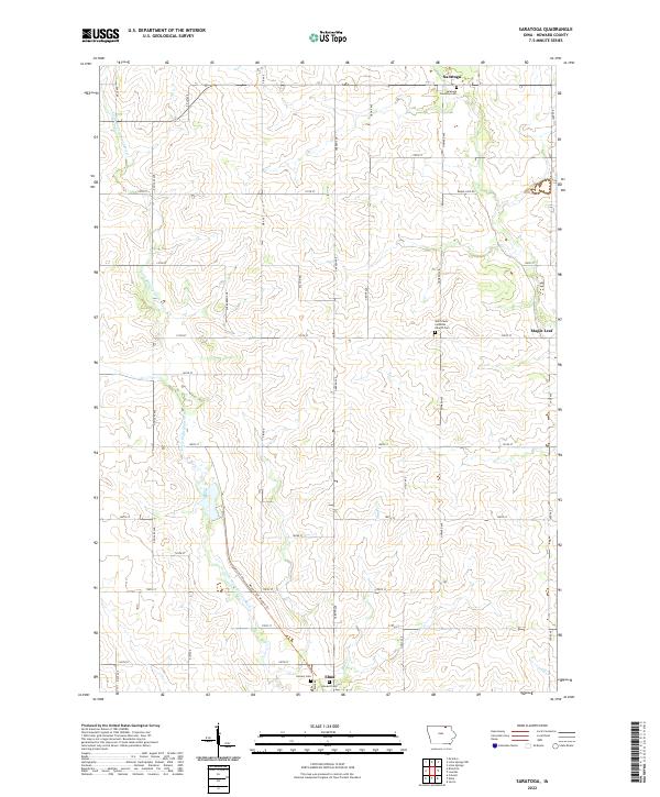 Saratoga, IA — USGS 7.5-minute topo (2022)