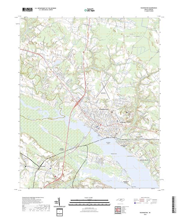 Washington, NC — USGS 7.5-minute topo (2022)