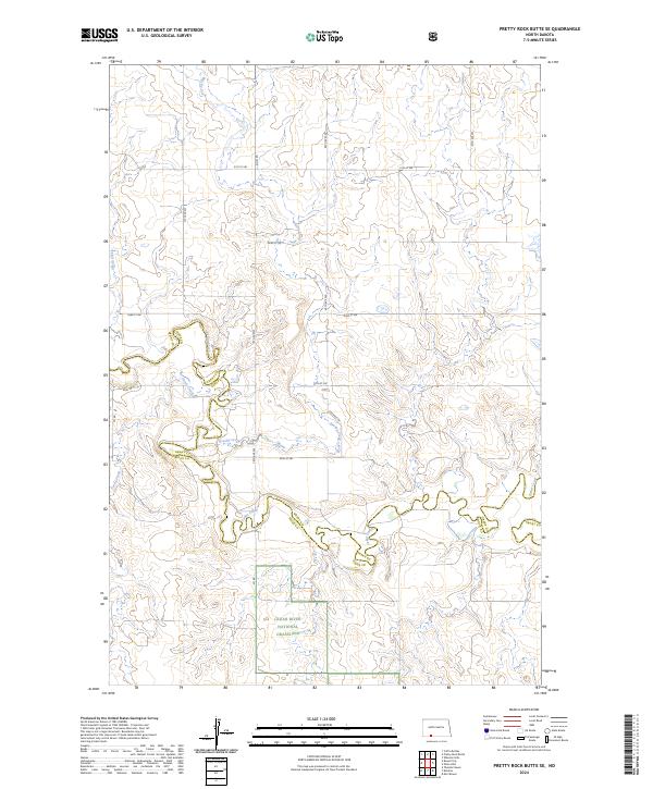 Pretty Rock Butte SE, ND — USGS 7.5-minute topo (2024)