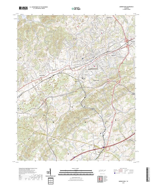 Morristown, TN — USGS 7.5-minute topo (2022)