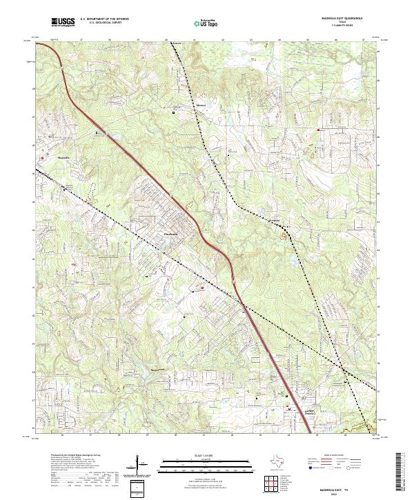 Magnolia East, TX — USGS 7.5-minute topo (2022)