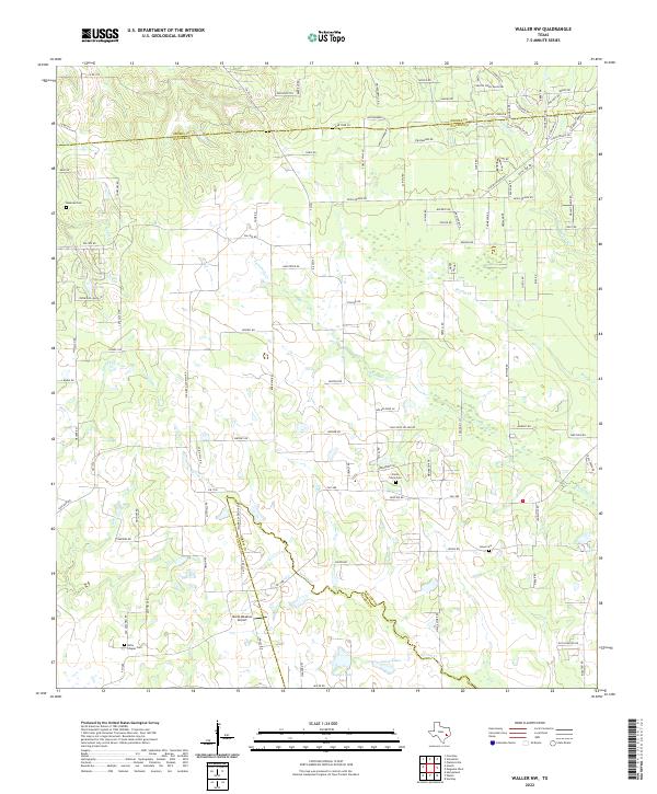Waller NW, TX — USGS 7.5-minute topo (2022)
