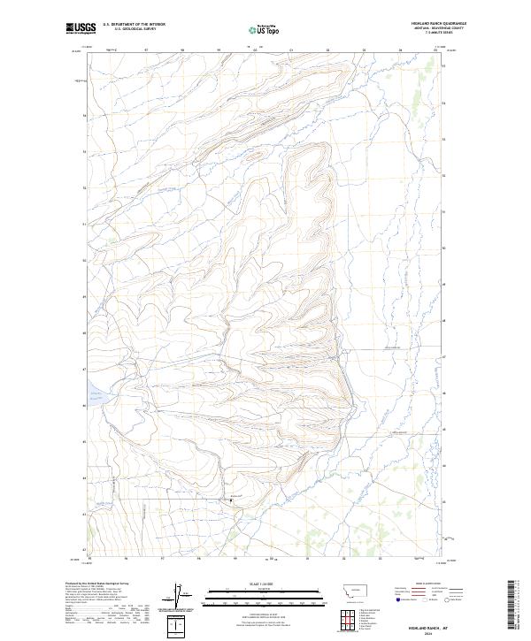 Highland Ranch, MT — USGS 7.5-minute topo (2024)