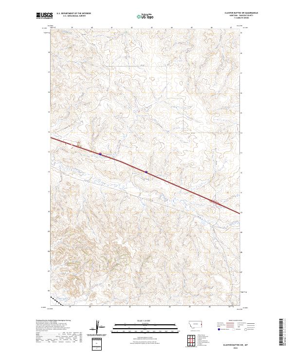 Cluster Buttes SW, MT — USGS 7.5-minute topo (2024)