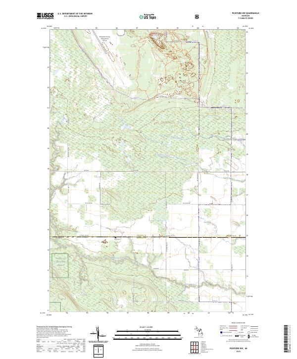 Pickford NW, MI — USGS 7.5-minute topo (2023)