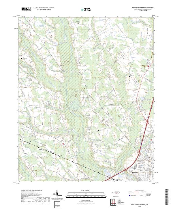 Northwest Lumberton, NC — USGS 7.5-minute topo (2022)