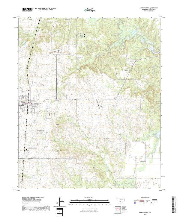 Marietta East, OK — USGS 7.5-minute topo (2022)
