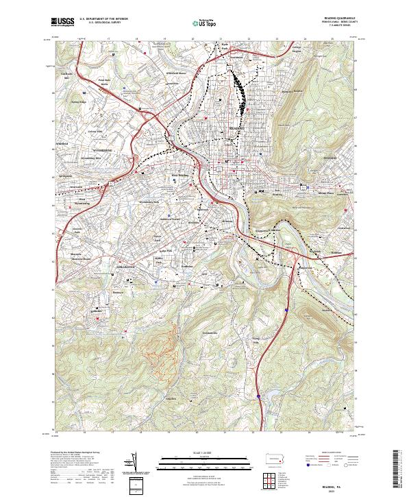 Reading, PA — USGS 7.5-minute topo (2023)