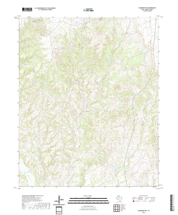 Clarendon SW, TX — USGS 7.5-minute topo (2022)